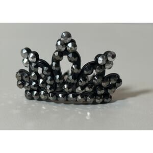 Black Rhinestone Tiara Hair Comb – Vintage-Style Mini Crown Hair Accessory